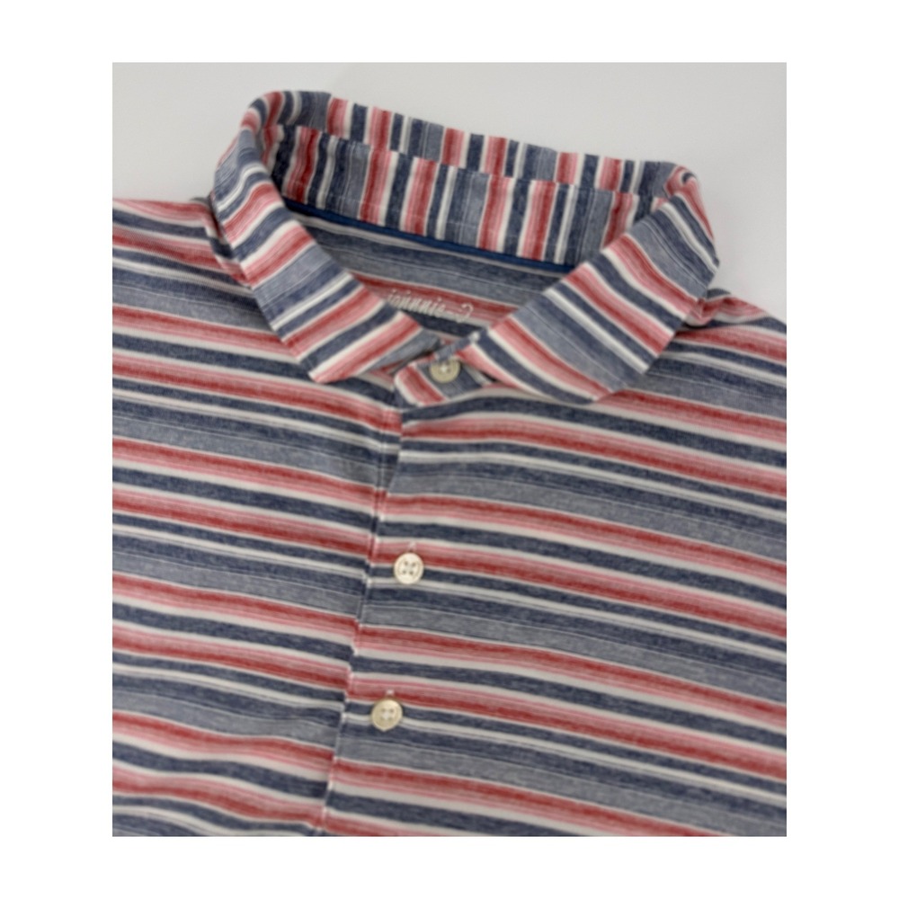 johnnie-O Polo Shirt Mens XL Blue Red Striped Performance Golf Short Sleeve